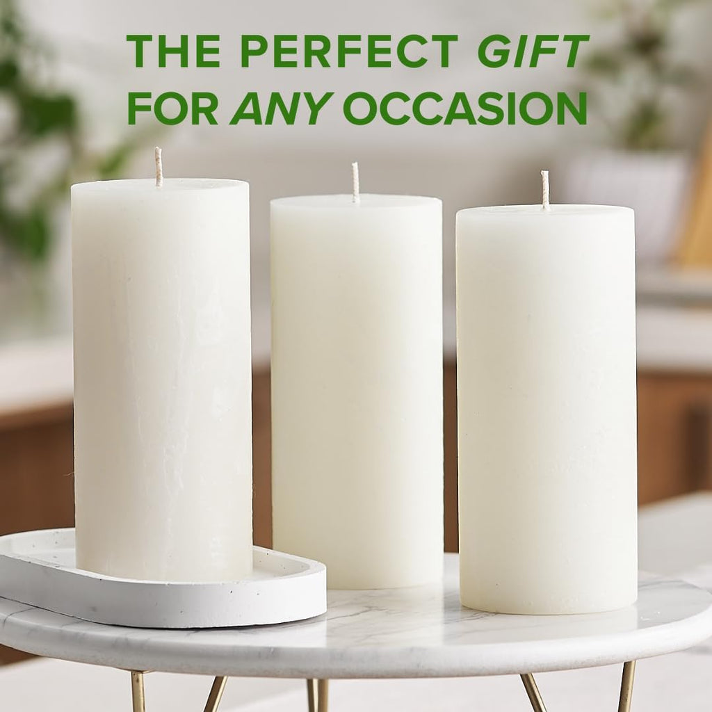 Ivory Peppermint Pillar Candles, Set of 3, 3x6 Inch, Scented Home Decor