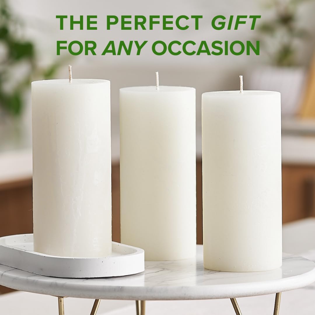 Ivory Peppermint Pillar Candles, Set of 3, 3x6 Inch, Scented Home Decor