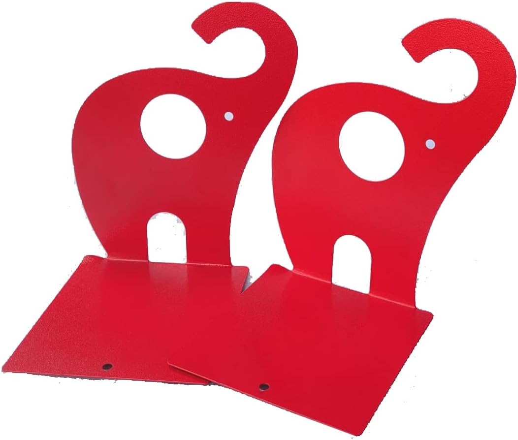 one Pair Cute Cartoon Elephant Nonskid Bookends Art Bookend Metal Bookends (Red)