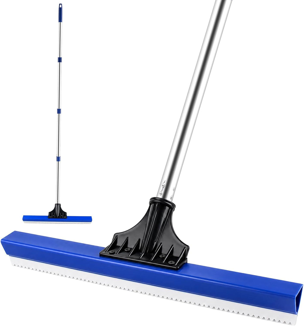 16" Notched Epoxy Floor Squeegee with 62" Long Handle for Coatings, Sealers