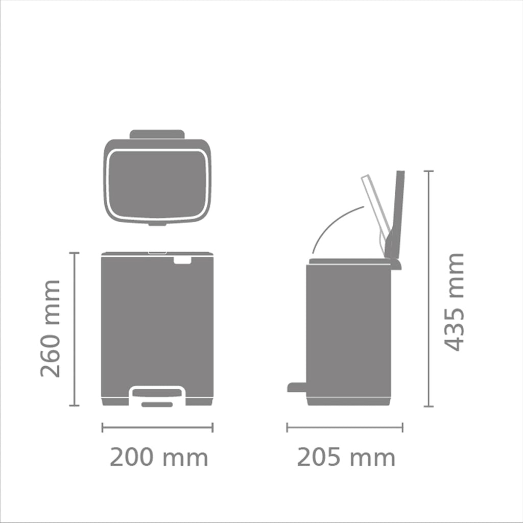 Brabantia Bo XS Step-On Trash Can | 1.1 Gal / 4L | Matt Steel Fingerprint Proof | Light-Pedal, Soft-Close, Bedroom, Bathroom, Nursery Trash Can, Removable Inner Bucket, Non-Slip Base | + Trash Bags