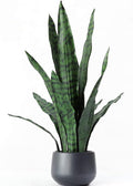 Ollain Artificial Snake Plant with Potted 23.6" Fake Plastic Sansevieria Faux Plants in Pot for Outdoor Window Box Verandah Planter Indoor Outside Home Garde Office Room Gardening Decoration