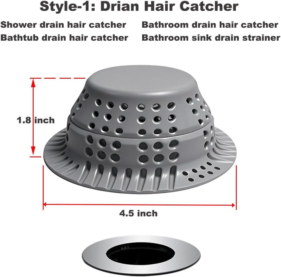 Seatery Bathtub Drain Hair Catcher with Drain Plug, Silicone Tub Drain Cover Strainer, Bathtub Drain Stopper, Drain Protector for Shower/Bathroom Sink, Heave-Duty & Stay in Place