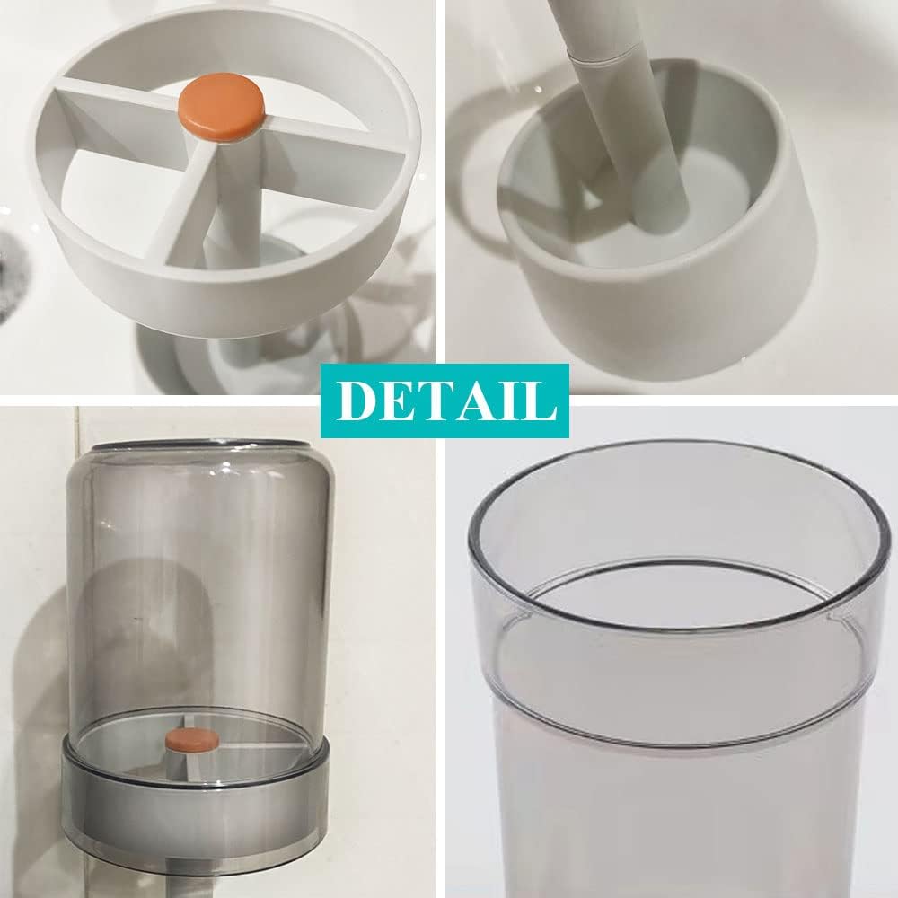 Toothbrush Holder with Cup/Cover Contains 3 Slots, Compatible with Conventional Toothbrushes, Can Store Toothpaste