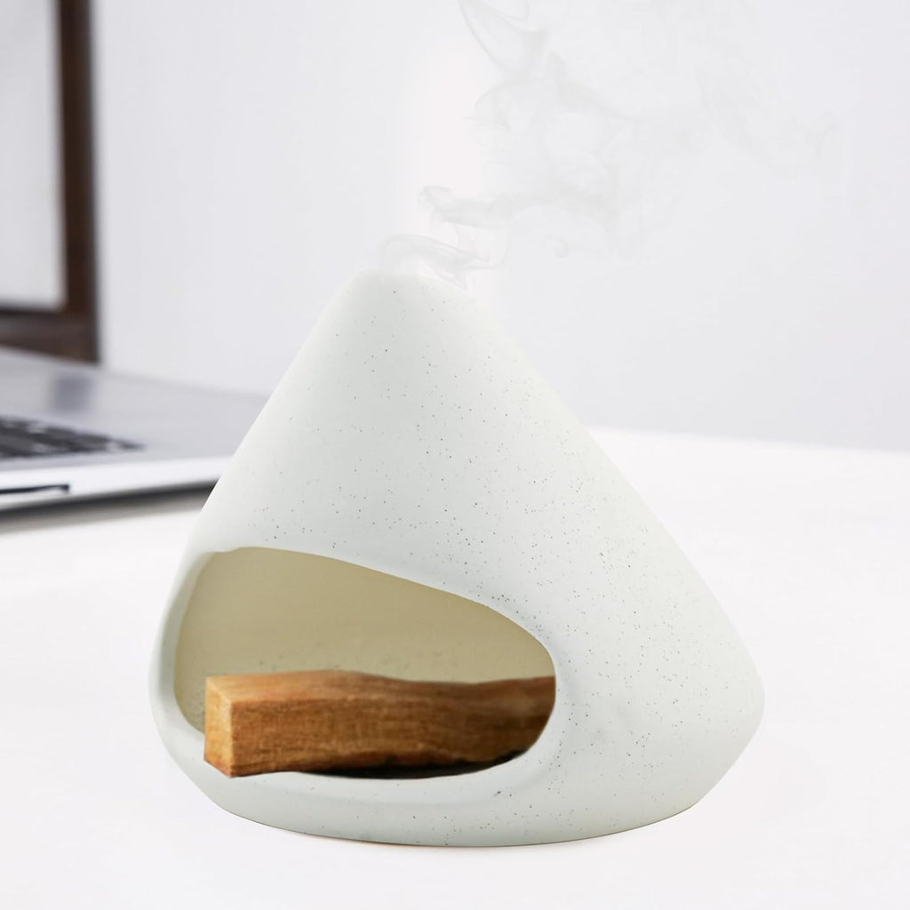 Palo Santo Holder, Ceramic Incense Burner Sage Holder for Burning(White)