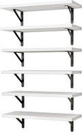 YGEOMER 16.5 Inch Floating Shelves for Wall Home Decor, White, Set of 6