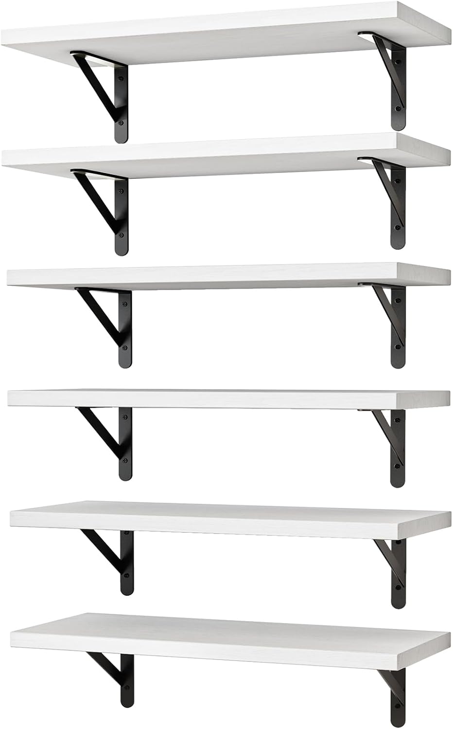 YGEOMER 16.5 Inch Floating Shelves for Wall Home Decor, White, Set of 6