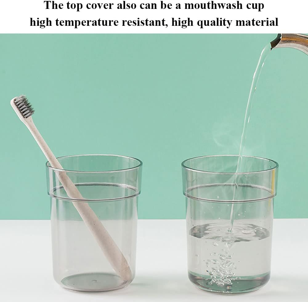 Toothbrush Holder with Cup/Cover Contains 3 Slots, Compatible with Conventional Toothbrushes, Can Store Toothpaste