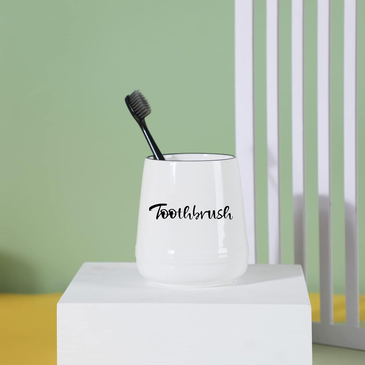Ceramic Toothbrush, Brushing Holder Easy to Clean (White)
