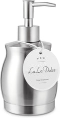 Stainless Steel Countertop Soap Dispenser Liquid Bottle and Pump, Suitable for Various Places Such as Kitchen and Bathroom (Brushed Nickel, 390 ml/13 oz)