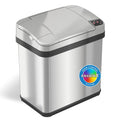iTouchless 2.5 Gallon Bathroom Trash Can with Odor Control, Automatic Motion Sensor Bin, Soft-Close Stainless Steel, Slim Wastebasket for Narrow Spaces, Silver