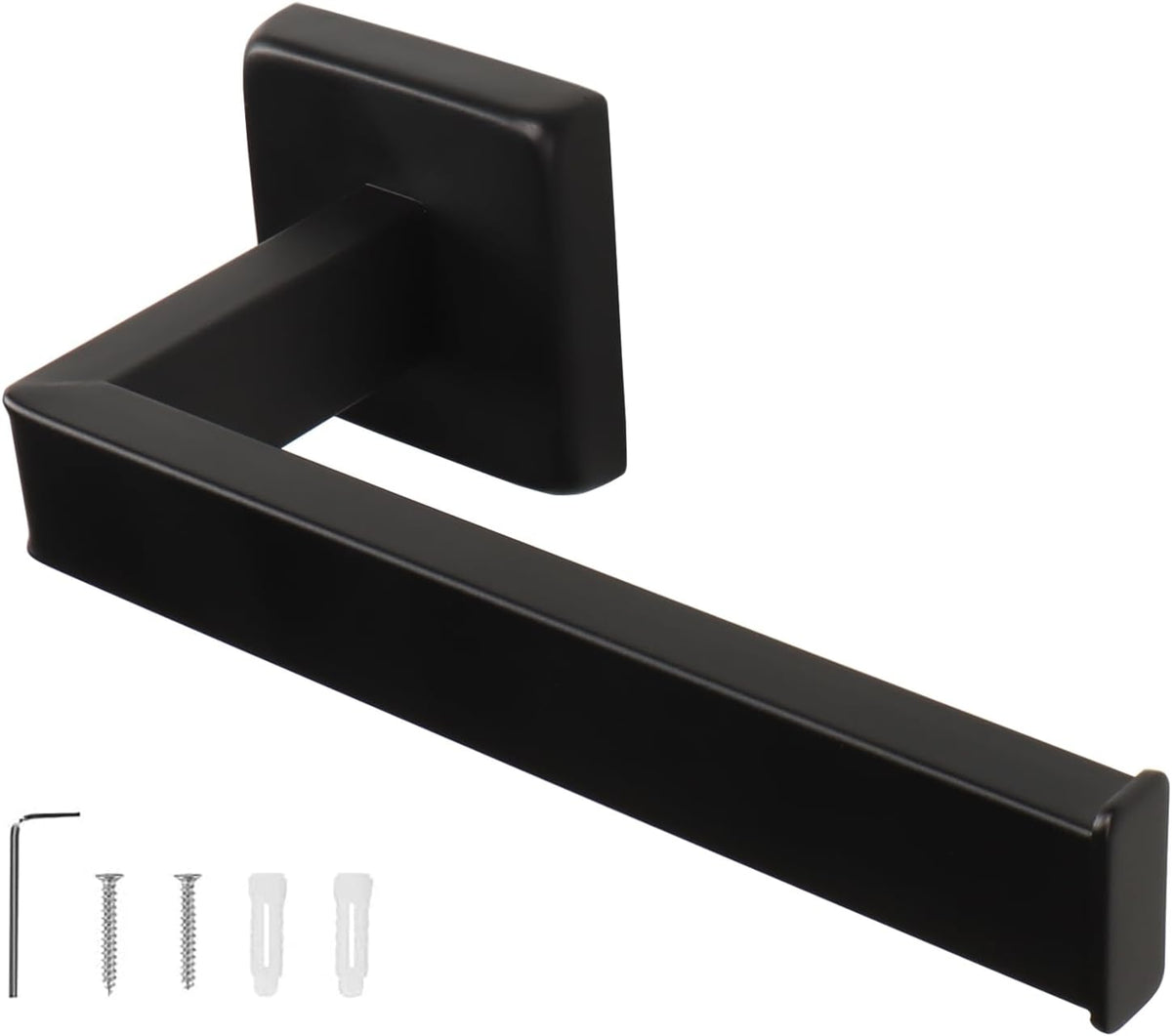 TocTen Toilet Paper Holder-Bathroom Tissue Holder Fit Big Roll Paper, Made of Thicken SUS 304 Stainless Steel, Square Paper Roll Holder Wall Mount Suitable for Bathroom, Kitchen, Office (Black, 6.5)