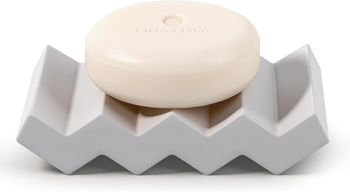 Bar Soap Holder Diatomite Soap Dish Sponge Caddy, Light Grey