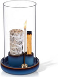 4 in 1 Incense Holder, Ceramic Base, Glass Cover Anti Ash Flying