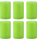 6 Packs Unscented 2.75x4 Inch Light Green Colored Pillar Candles, Non-Toxic Dripless Cylinder Wax Candles for Home Table Holiday Party Spa Decor Emergency Power Outage
