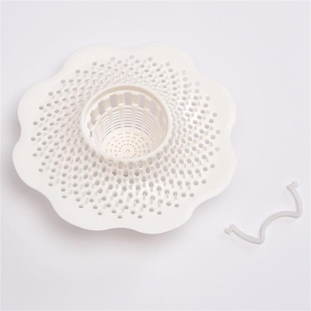 Tub Protector Hair Cather and Strainer, Hair Drain Clog Prevention Drain Snake, Snare and Auger, White
