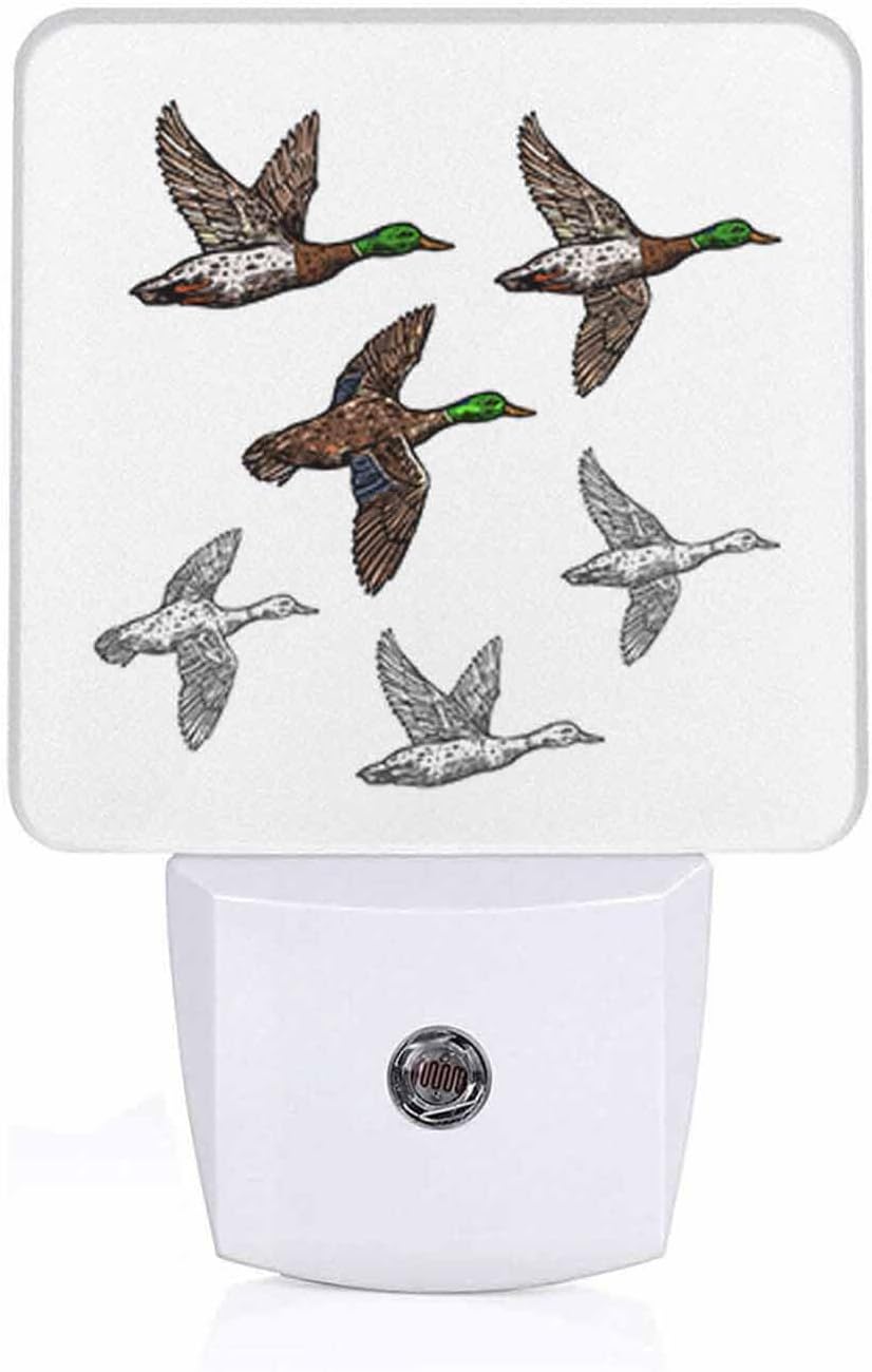 LED Night Light Plug into Wall with Dusk to Dawn Light Sensor White Energy Efficient Duck Mallard Wild Bird Nightlight for Bedroom Bathroom Hallway Living Room Kitchen