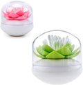 2-Pack Lotus Flowers Cotton Swab Holder, Small Q-Tips Toothpicks Storage Organizer,Bathroom Vanity Canister(Green+Pink)
