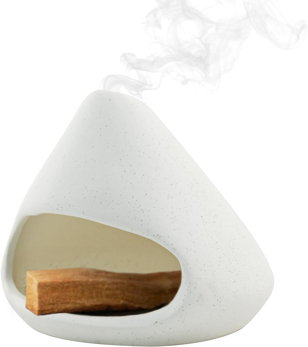 Palo Santo Holder, Ceramic Incense Burner Sage Holder for Burning(White)