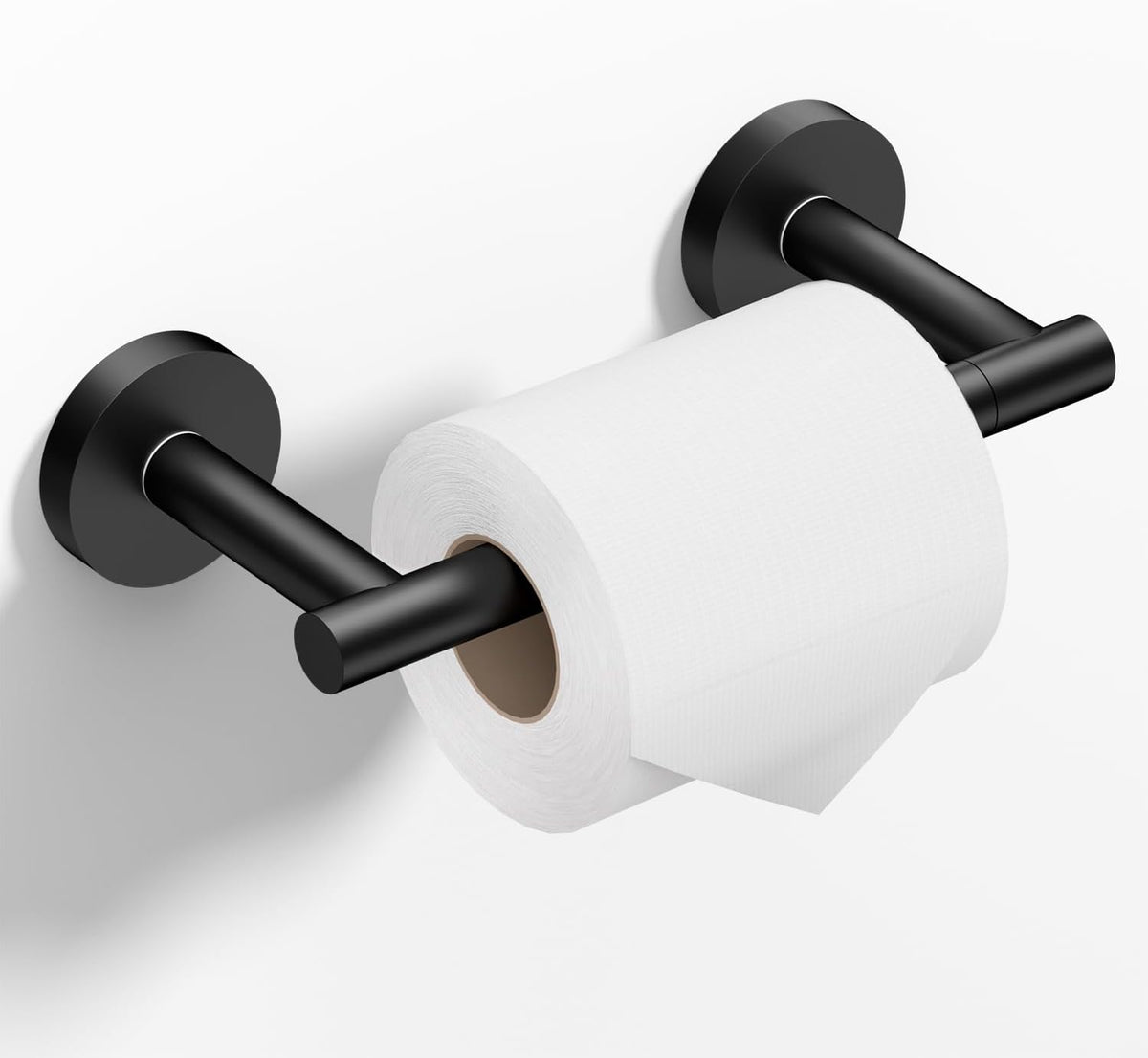 HITSLAM Matte Black Toilet Paper Holder, Double Post Pivoting, SS304