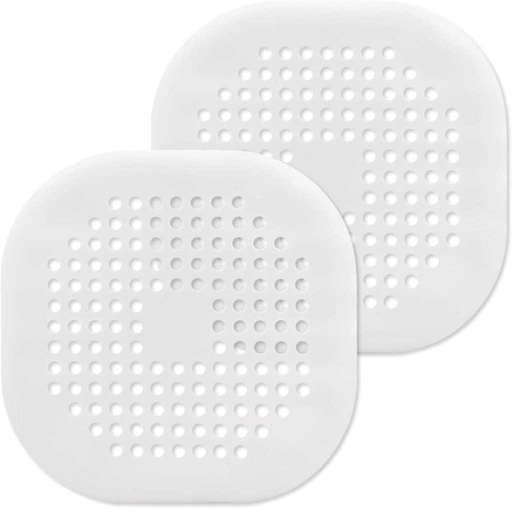 Square Drain Cover, 5.4 Inch, White, 2Pcs