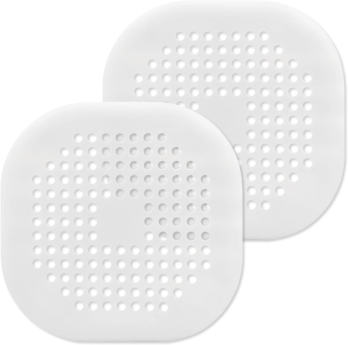 Square Drain Cover, 5.4 Inch, White, 2Pcs