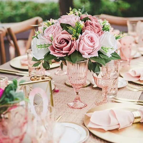 BLOSMON Dusty Pink Flower Centerpieces for Wedding: 10 Pcs, Faux Roses