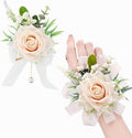 Champagne Corsage and Boutonniere Set Girl Prom Corsage Wristlet