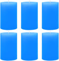 6 Packs Unscented 2.75x4 Inch Light Blue Pillar Candles, Non-Toxic Dripless Cylinder Wax Colored Candles for Home Table Holiday Party Spa Decor Emergency Power Outage