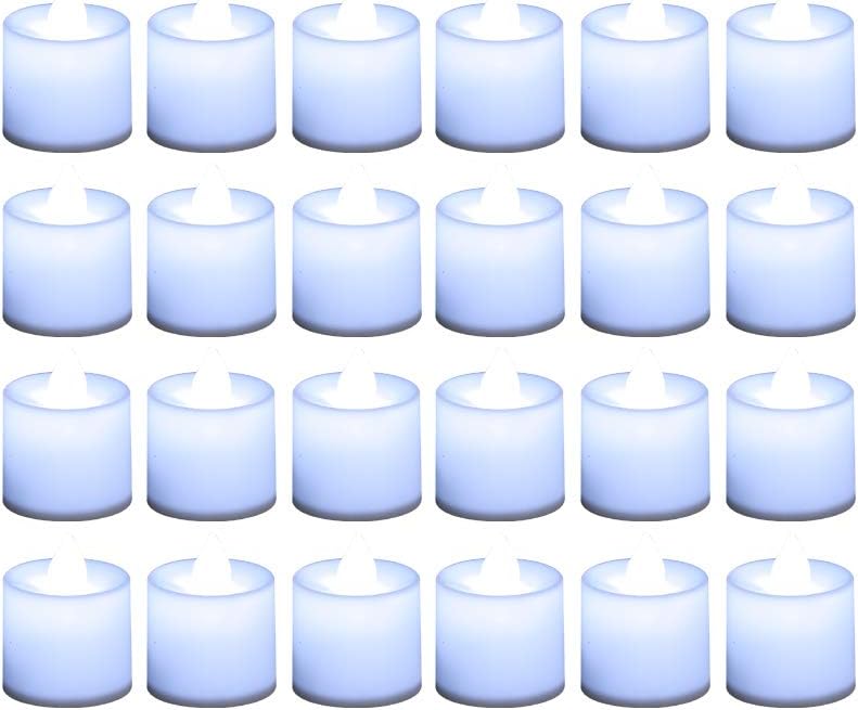 LANKER 24 Pack Flameless Led Tea Lights Candles, Steady Cool White Candles (White)