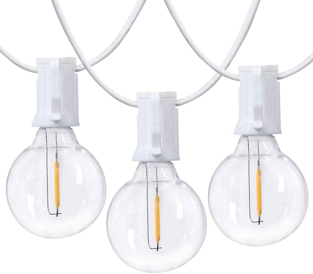 25Ft LED String Lights with 27 Shatterproof LED Clear Globe Bulbs, Indoor&Outdoor String Lights for Patio, Garden, Backyard, Bistro, Pergola, Tents, Gazebo Decor, White Wire