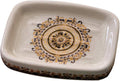 Kelake Ceramic Soap Dish Creative Ice Crack Ceramic French Sunflower Pattern Soap Dish Holder for Bathroom and Shower Soap Tray Box with Drain Gift for Mum Family