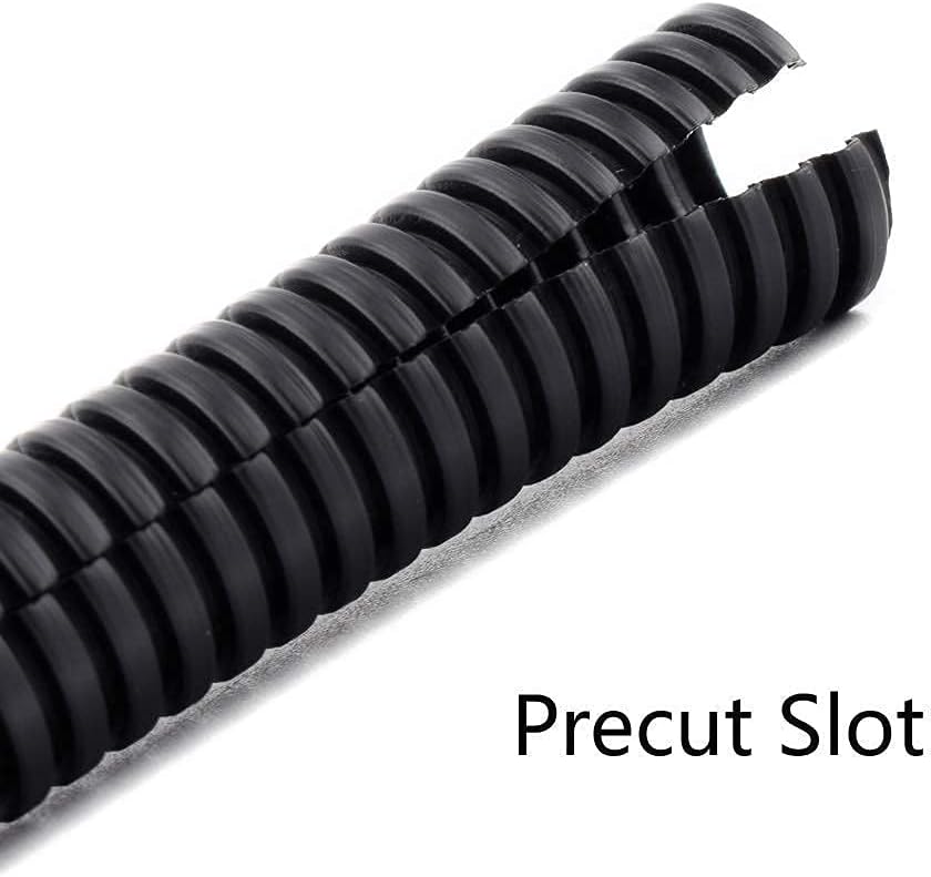 ZhiYo 20 FT 1/2” 100 FT 1/4” Split Wire Loom Tubing Wire Conduit – Black Bundle