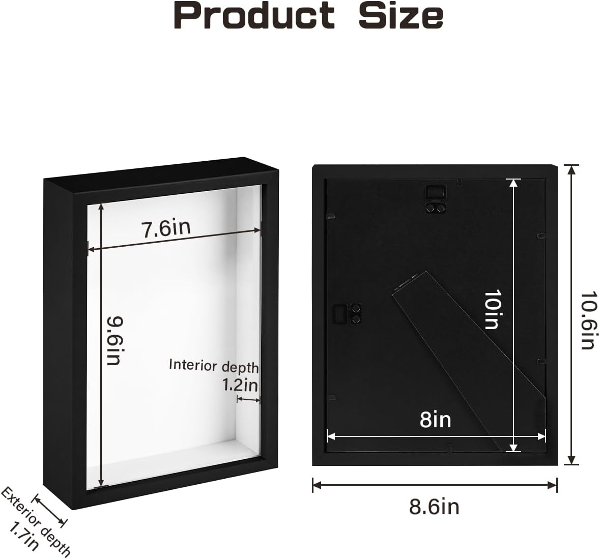 2 Pack 8x10 Shadow Box Frame with Plexiglass, Black