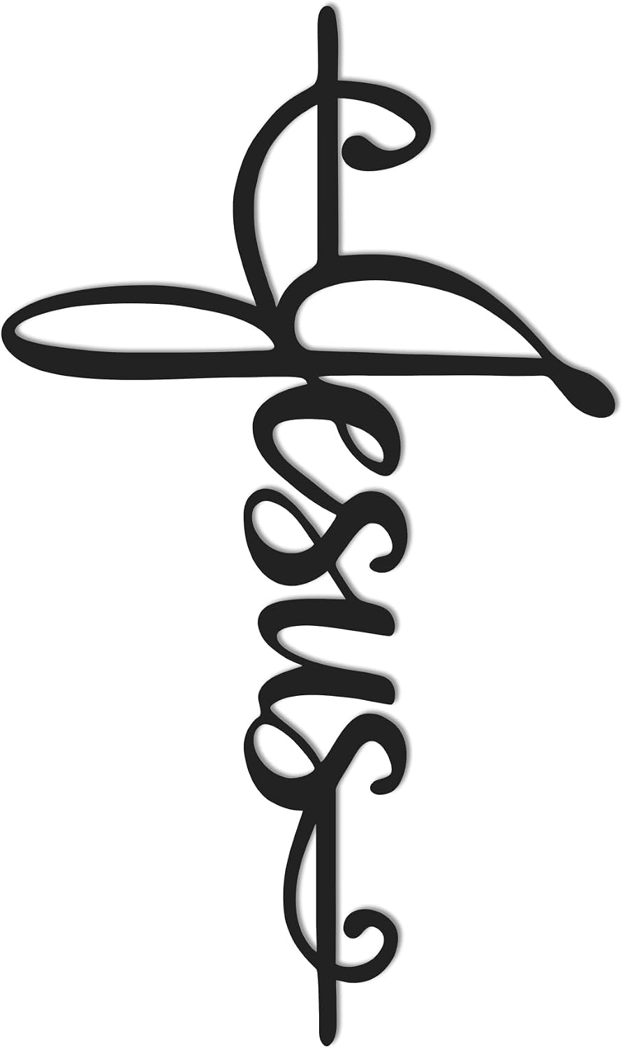 JEWLOVE Jesus Cross Metal Wall Art, Christian Church Home Office Decor