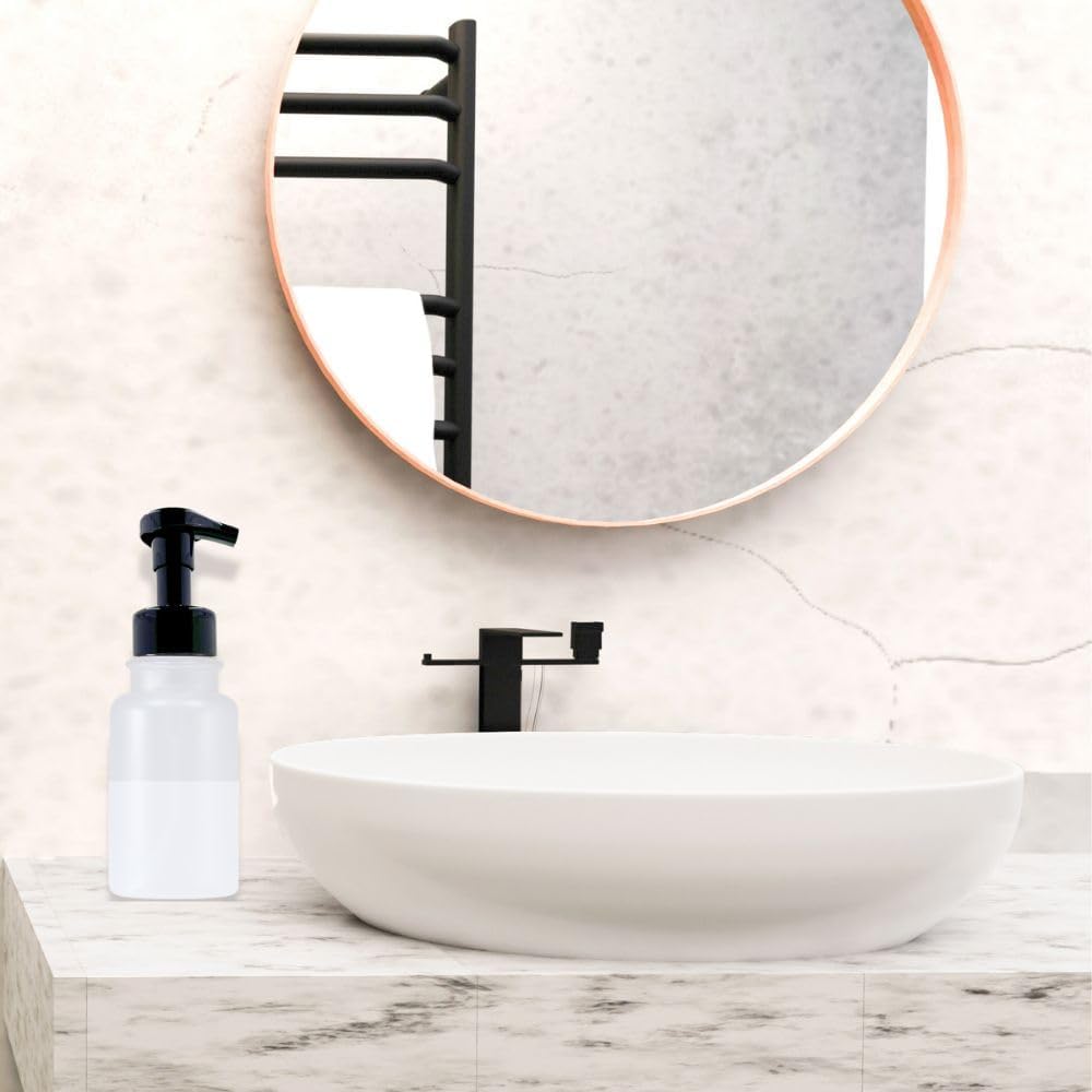 14 oz Plastic Foaming Soap Bottle Dispenser (Clear/Black)