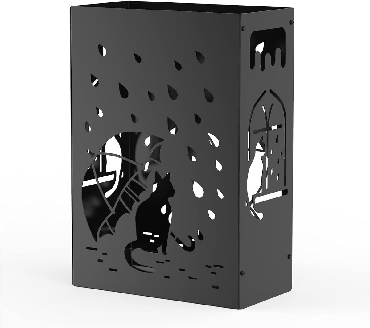 Mango Steam Cat Umbrella Holder Stand for Home or Office Entryways (Raining Cats, Black)