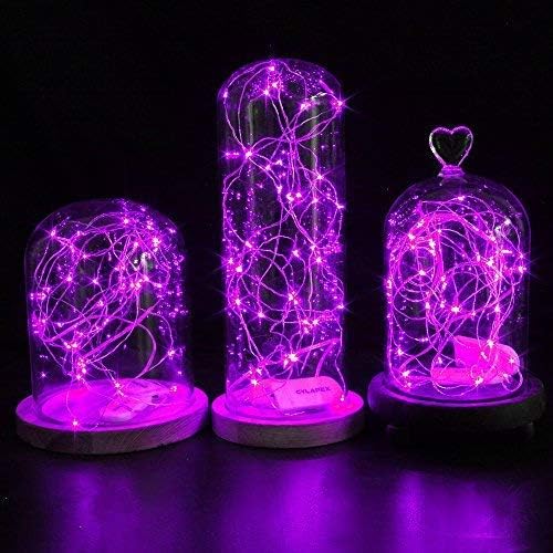 Fairy Lights Battery Operated (Included), 6.6ft 20 LED Mini String Light, Waterproof Silver Wire Firefly Starry Light for DIY Wedding Christmas Party Mason Jars Decor Indoor (Purple, 18 Pack)