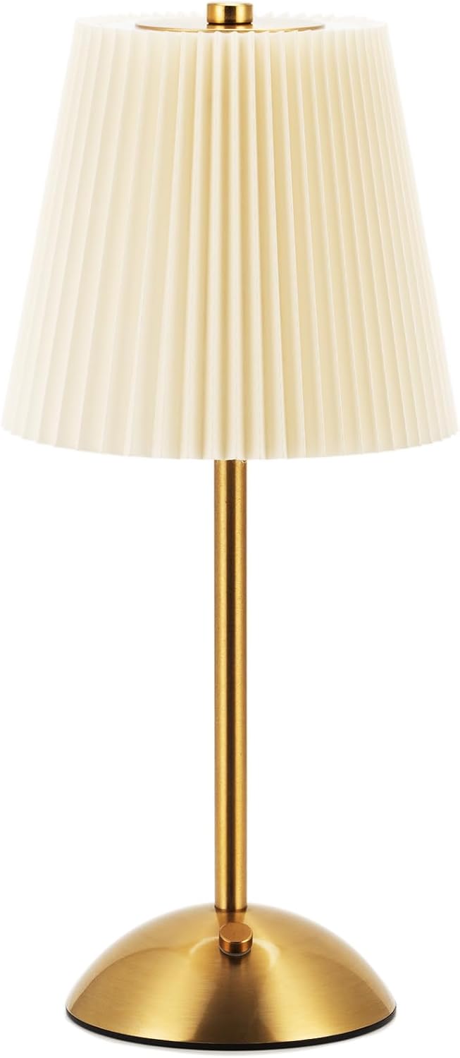 Cordless Rechargeable Table Lamp, 3-Color Touch Light, Antique Brass, Gift
