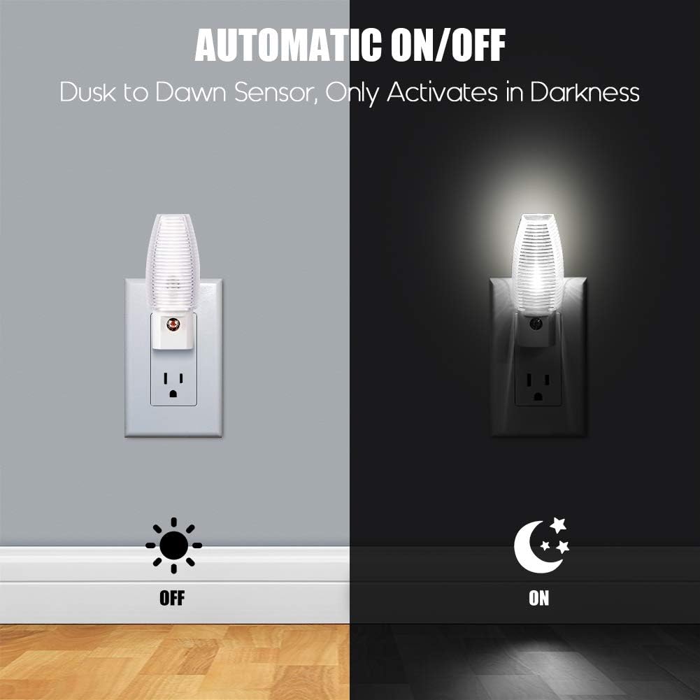 Emotionlite Plug-in Night Light Dusk to Dawn Sensor, Neutral White, 4 Pack
