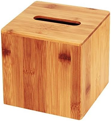 J JACKCUBE Design Premium Bamboo Tissue Box Cover – Modern Square Design for Home, Office, and Bathroom – Eco-Friendly and Durable Tissue Holder - MK273A