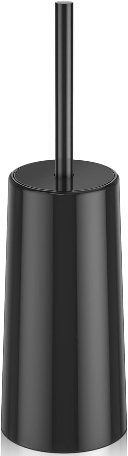 Toilet Brush and Holder, Toilet Brush Stainless Steel, Toilet Bowl Brush for Bathroom Toilet-Ergonomic, Elegant,Durable (Black)