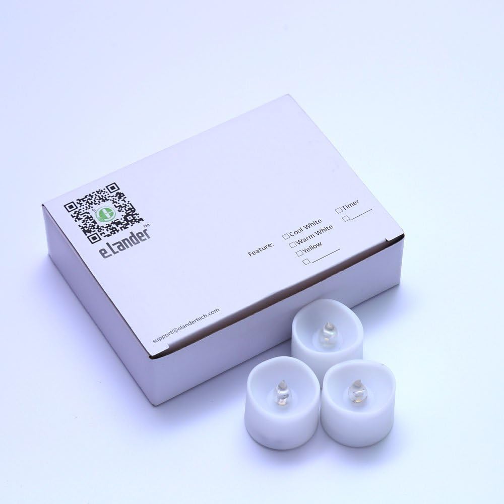 eLander LED Tea Lights Flameless Candle with Timer, 6 Hours on and 18 Hours Off, 1.4 x 1.3 Inch, Warm White, [12 Pack]