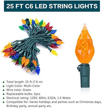 LED String Light,Christmas String Lights Multi-Color Bulbs with 50 LED 25ft Long Waterproof Lighting Globe Ball by UL Certified for Patio, Party, Wedding,Holiday,Indoor,Outdoor Decoration