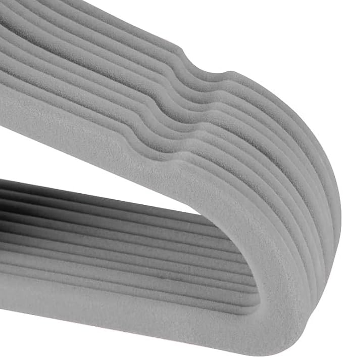 50 Pack Velvet Baby Clothes Hangers, Grey, Non-Slip, Space-Saving