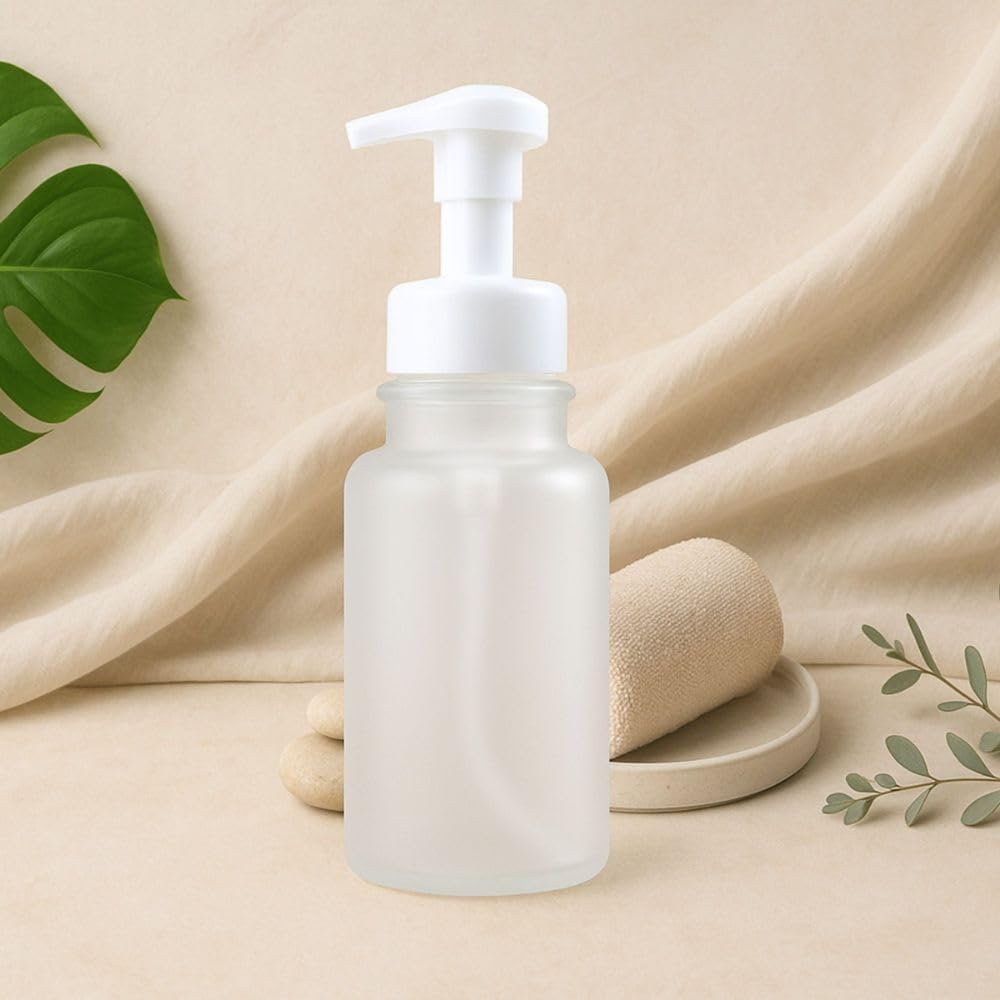 14 oz Plastic Foaming Soap Bottle Dispenser (Clear/White)
