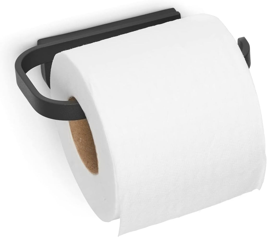 Brabantia Mindset Wall Mounted Toilet Roll Holder (Mineral Infinite Gray) Wide Opening, Bathroom Tissue Rack, Concealed Fixings, Anti-Rust Materials