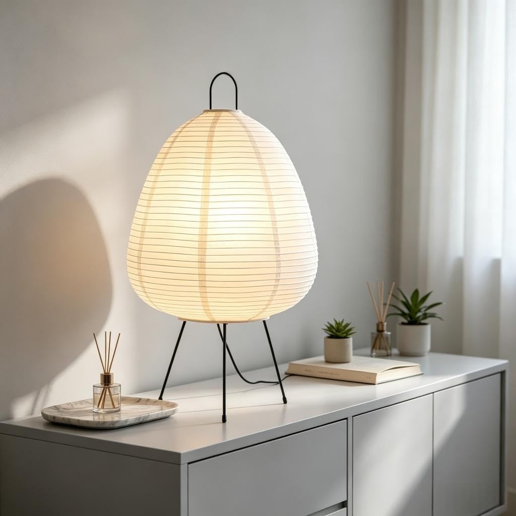 Rice Paper Lamp,Japanese Lamp,3 Color Temperature Bulb Included,12W