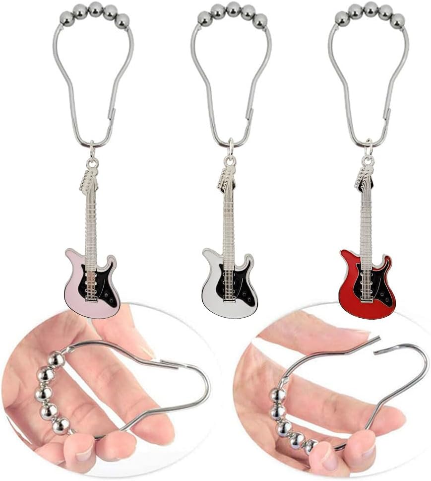 12Pcs Guitar Shower Curtain Hooks for Bathroom Shower Rods