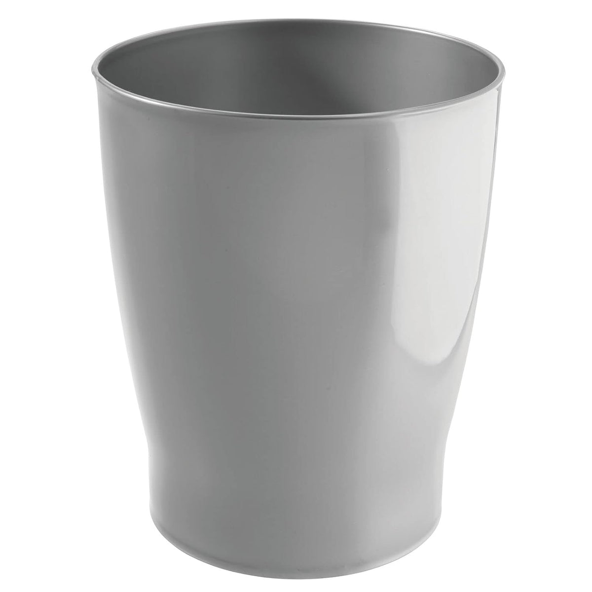 mDesign Round Plastic Bathroom Garbage Can, 1.25 Gallon Wastebasket, Garbage Bin, Trash Can for Bathroom, Bedroom, and Kids Room - Small Trash Can - Fyfe Collection - Silver